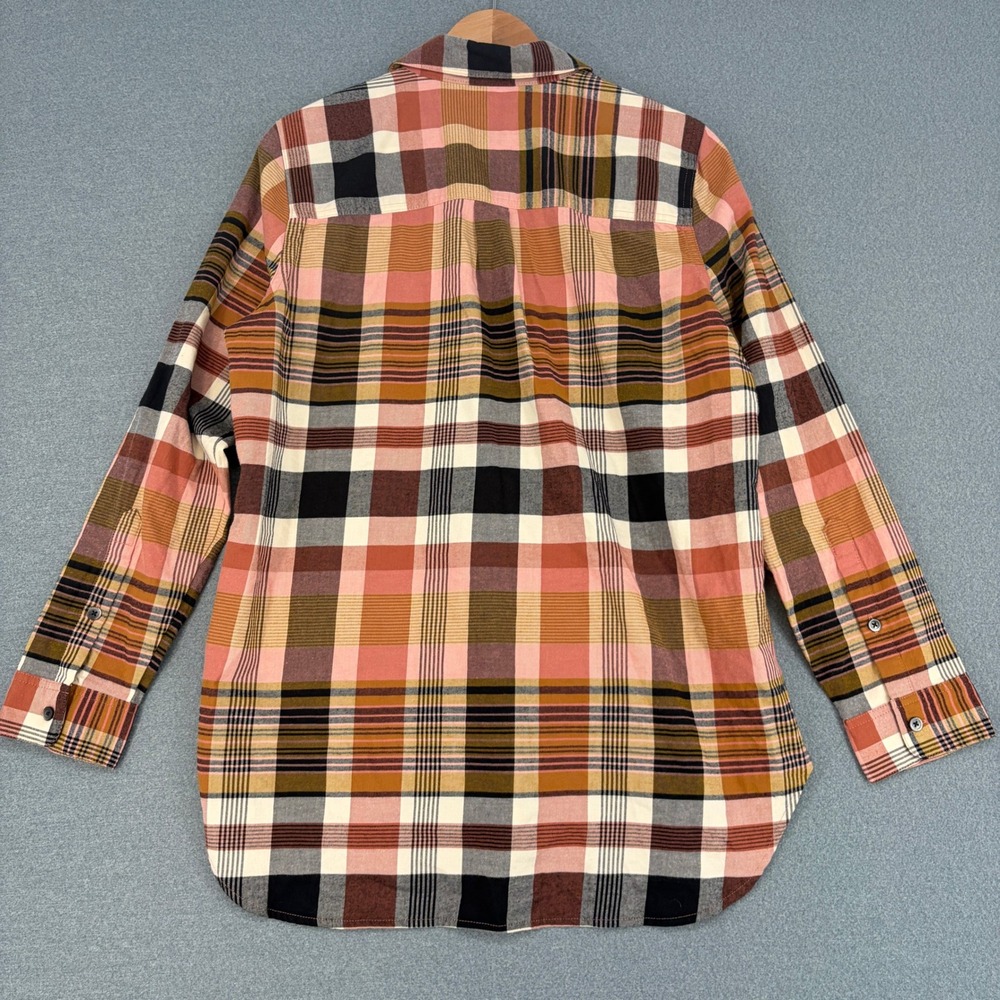 Madewell Women Medium Pink Brown Plaid Flannel Sunday Shirt Button Down Cotton - Picture 5 of 7